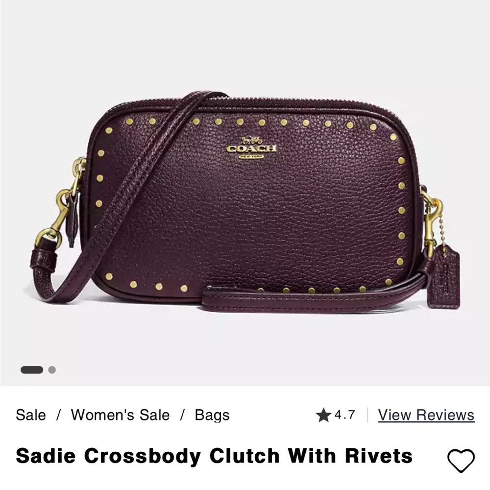 NIB Coach - Sadie Crossbody Clutch with Rivets